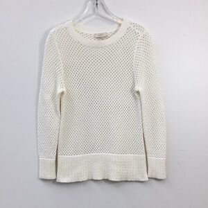 LOFT Outlet Women's Open Knit Weave White Sweater Size S EXCELLENT Condition